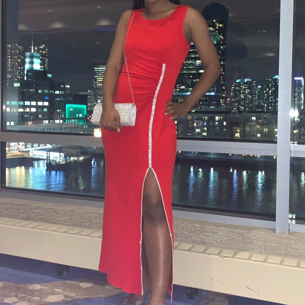 Sleeveless Red Maxi Gown